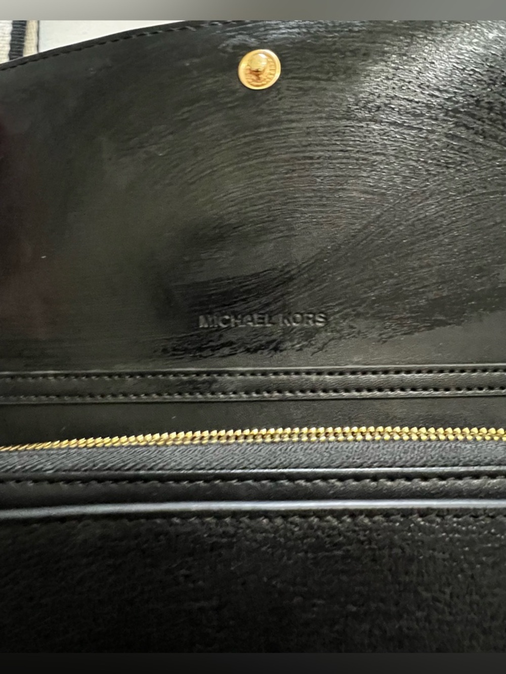 Michel Kors Black Leather Jet Set Phone Wallet Wide Logo Strap - Picture 4 of 8